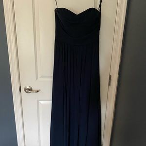Floor Length Navy Bridesmaid dress. Sleeveless Sweetheart Top. Size 6